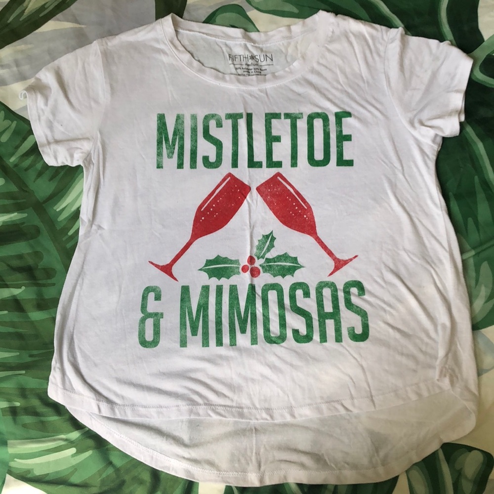 SOLD Women’s Holiday Graphic Tee. Mistletoe & Mimosas.